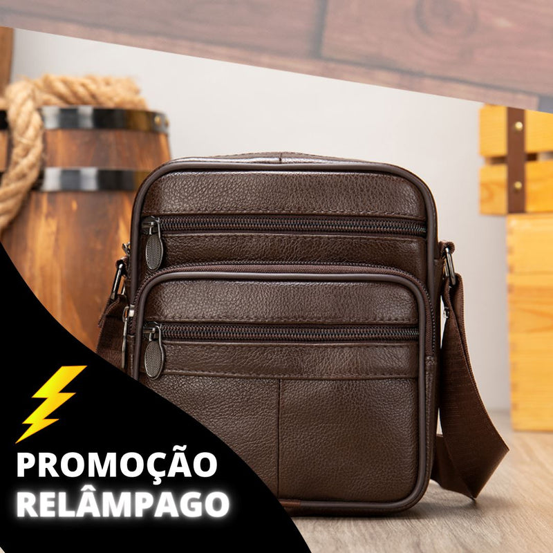 Bolsa de Ombro Masculina de Couro