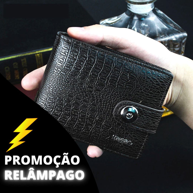 Carteira Masculina de Couro com Botão